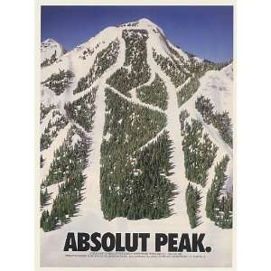   Peak Vodka Bottle Snow Mountain Trees Print Ad (51987)