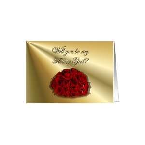  WILL YOU BE MY FLOWER GIRL? RED ROSE WEDDING BOUQUET Card 