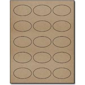  Brown Kraft Oval Labels 1 7/16 x 2 3/8   100 Sheets 