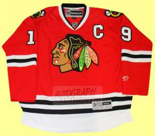 Chicago Blackhawks jersey autographed by Jonathan Toews. The jersey is 