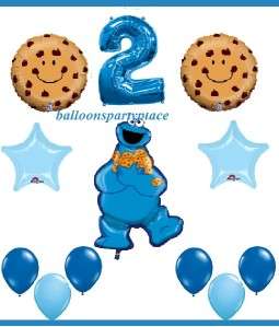 SESAME STREET COOKIE MONSTER SECOND birthday party supplies balloons 