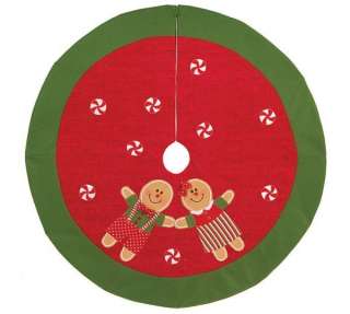 Christmas Tree Skirt Gingerbread Man Couple Holiday 40 Red Green 