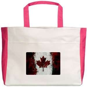   Beach Tote Fuchsia Canadian Canada Flag Painting HD 