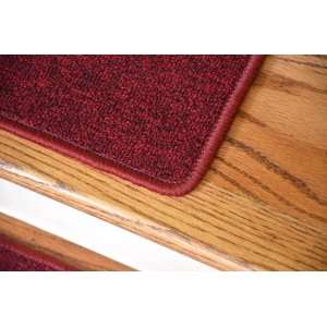 Dean Serged DIY Carpet Stair Treads 27 x 9   Cardinal Red   Set of 