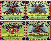 Antique SNAIDER Flavored SYRUP Vintage BOTTLE Labels  