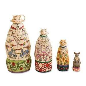   Painted Matryoshka 4 Pc. Cat Nesting Boxes By Jim Shore