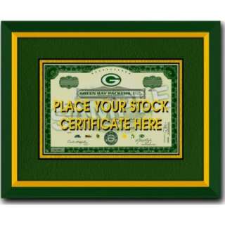 Green Bay Packers Stock Certificate 2011 Frame With Official Team 
