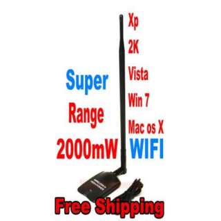 Super Extreme long range 2000mW 2W Wireless N USB WIFI 802.11 B/G/N 