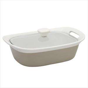 CorningWare Etch 2.5qt Square Dish with Glass Cover in Sand.