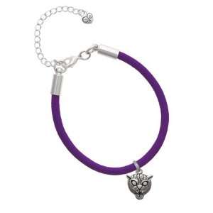   Small Wildcat   Mascot Charm on a Purple Malibu Charm Bracelet
