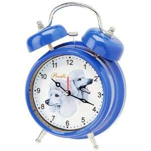   White Poodle Vintage Look Double Bell Dog Alarm Clock