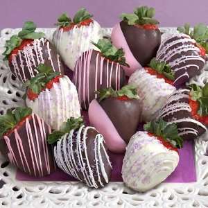 12 Celebration Chocolate Covered Strawberries with Overnight Shipping
