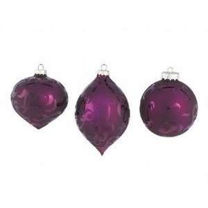   Purple Baroque Finial Bulb Glass Christmas Ornaments