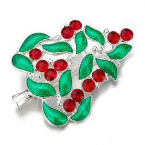   Christmas Tree Irregular Red Flowers Green Leaves Brooches And Pins