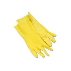  Flock Lined Latex Cleaning Gloves, Large, Yellow, Dozen 