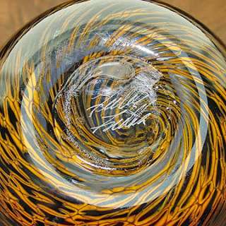 FIELDS & FIELDS 14 Tiger Cylinder Art Glass Vase  