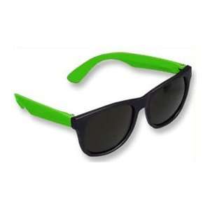   Neon Black & Green Plastic Wayfarer Sunglasses 80s Clothing