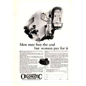 1926 Ad Williams Oil O Matic Heating Men may buy the coal 