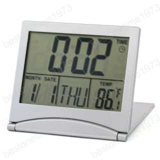 Digital LCD Desk Alarm Clock Calendar Thermometer C/F Count Down 