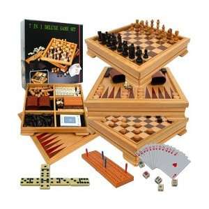  Deluxe 7 in 1 Game Set   Games Include Chess, Checkers, Backgammon 