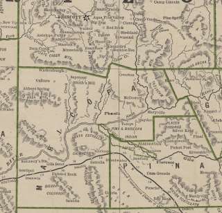 1885 map of Arizona, detailed. Genuine.  