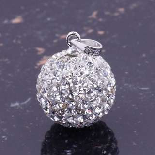 14MM Clear CZ Crystal 925 Silver Disco Balls Charms Pendants Beads Fit 