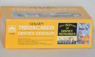 Disney Edition Golden Trivia Cards Trivial Pursuit 1984  