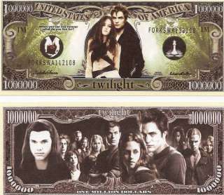 Twilight $Million$ Dollar Novelty Bill Lot of 5 bills  