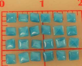 24 Vintage sm aqua turquoise pointback moonstone squares 6mm  