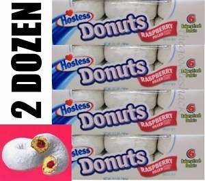 Hostess Raspberry Filled Powdered Donut Cakes 4 BOXES  