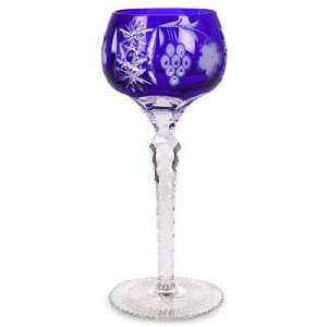  Crystal Clear Grape Cut Blue Goblet