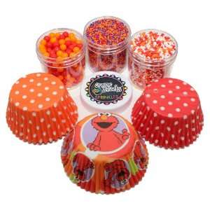 Elmo Cupcake Kit by Crispie Sweets   Sprinkles and Baking Cups Set 