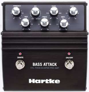 The Hartke Bass Attack Pedal is a tone shaping pre amp that doublesas 