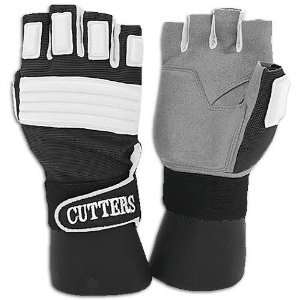 Cutters Mens 1/2 Finger Lineman Glove ( sz. L, Black 