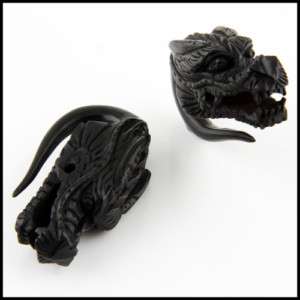Pair of China Dragon HORN Ear Plugs Gauges (PICK SIZE)  