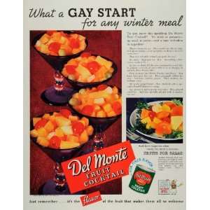 1936 Ad Del Monte Fruit Cocktail Glasses Grapes Canned Food Preserved 