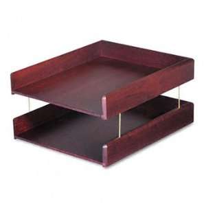  Hardwood Double Letter Desk Tray, Two Tier, Mahogany Electronics