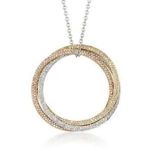    1.65 ct. t.w. Diamond Tri Colored Circle Necklace. 18 Jewelry