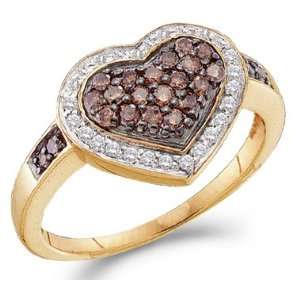  Chocolate Diamond Heart Ring Champagne 14k Yellow Gold (1 