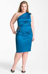 Eliza J Beaded One Shoulder Satin Dress (Plus) $168.00