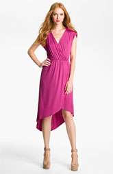 Loveappella Asymmetrical Faux Wrap Jersey Dress (Petite)