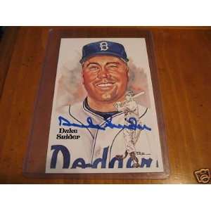 DUKE SNIDER SIGNED PEREZ STEELE ART CARD *Silver Fox*   Signed MLB 