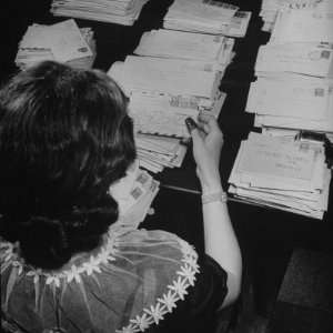  Woman at White House Sorting Mail for Pres. Franklin D 
