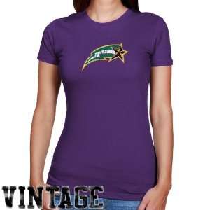 George Mason Patriots Ladies Purple Distressed Logo Vintage Slim Fit T 