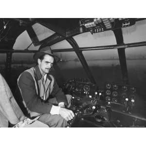 Howard Hughes Sitting at the Controls of His 200 Ton Flying Boat 