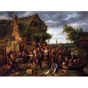 Hand Made Oil Reproduction   Jan Steen   24 x 18 inches   A Village 