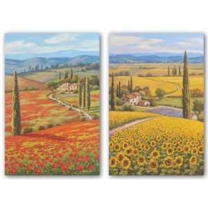  Sunflower Field and Red Poppy Field Set by Sung Kim 8x10 