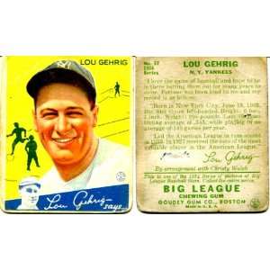 Lou Gehrig Unsigned 1934 Goudy Card