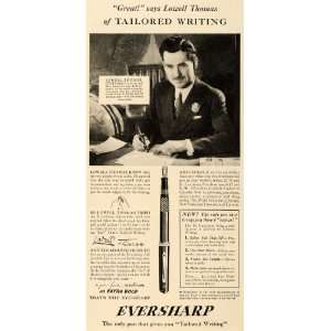   Ad Wahl Co Eversharp Adjustable Pen Lowell Thomas   Original Print Ad