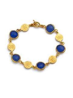 Coralia Leets   Deep Blue Chalcedony Logo Disc Bracelet